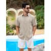 imageRuncati Mens Short Sleeve Guayabera Shirts Cuban Button Down Casual Shirt Summer Vacation Wedding Embroidered Linen TopsLight Khaki