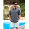 imageRuncati Mens Short Sleeve Guayabera Shirts Cuban Button Down Casual Shirt Summer Vacation Wedding Embroidered Linen TopsNavy