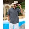 imageRuncati Mens Short Sleeve Guayabera Shirts Cuban Button Down Casual Shirt Summer Vacation Wedding Embroidered Linen TopsNavy