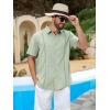 imageRuncati Mens Short Sleeve Guayabera Shirts Cuban Button Down Casual Shirt Summer Vacation Wedding Embroidered Linen TopsOlive Green
