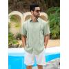 imageRuncati Mens Short Sleeve Guayabera Shirts Cuban Button Down Casual Shirt Summer Vacation Wedding Embroidered Linen TopsOlive Green
