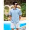 imageRuncati Mens Short Sleeve Guayabera Shirts Cuban Button Down Casual Shirt Summer Vacation Wedding Embroidered Linen TopsSky Blue