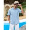 imageRuncati Mens Short Sleeve Guayabera Shirts Cuban Button Down Casual Shirt Summer Vacation Wedding Embroidered Linen TopsSky Blue