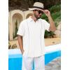 imageRuncati Mens Short Sleeve Guayabera Shirts Cuban Button Down Casual Shirt Summer Vacation Wedding Embroidered Linen TopsWhite