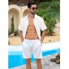 imageRuncati Mens Short Sleeve Guayabera Shirts Cuban Button Down Casual Shirt Summer Vacation Wedding Embroidered Linen TopsWhite