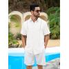 imageRuncati Mens Short Sleeve Guayabera Shirts Cuban Button Down Casual Shirt Summer Vacation Wedding Embroidered Linen TopsWhite