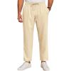 imageRuncati Mens Casual Pants Drawstring Elastic Waist Lightweight Cropped Linen Pants Summer Yoga Beach TrousersBeige