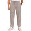 imageRuncati Mens Casual Pants Drawstring Elastic Waist Lightweight Cropped Linen Pants Summer Yoga Beach TrousersKhaki