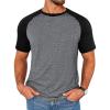 imageRuncati Mens Casual Slim Fit T Shirts Raglan Short Sleeve Crewneck Baseball Tees Color Block Workout Fashion ShirtBlack