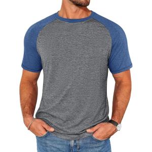 imageRuncati Mens Casual Slim Fit T Shirts Raglan Short Sleeve Crewneck Baseball Tees Color Block Workout Fashion ShirtLight Grey