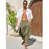 imageRuncati Mens Cotton Harem Capri Pants Yoga Beach Baggy 34 Shorts Pants Casual Elastic Waist Hippie Boho PantsArmy Green