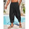 imageRuncati Mens Cotton Harem Capri Pants Yoga Beach Baggy 34 Shorts Pants Casual Elastic Waist Hippie Boho PantsBlack