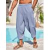 imageRuncati Mens Cotton Harem Capri Pants Yoga Beach Baggy 34 Shorts Pants Casual Elastic Waist Hippie Boho PantsGrey