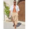 imageRuncati Mens Cotton Harem Capri Pants Yoga Beach Baggy 34 Shorts Pants Casual Elastic Waist Hippie Boho PantsKhaki