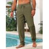 imageRuncati Mens Kaftan Thobe Pants Cotton Casual Elastic Waist Drawstring Muslim Trousers Summer Yoga Kurta Pants with PocketsArmy Green