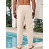 imageRuncati Mens Kaftan Thobe Pants Cotton Casual Elastic Waist Drawstring Muslim Trousers Summer Yoga Kurta Pants with PocketsBeige