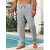 imageRuncati Mens Kaftan Thobe Pants Cotton Casual Elastic Waist Drawstring Muslim Trousers Summer Yoga Kurta Pants with PocketsGrey