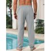 imageRuncati Mens Kaftan Thobe Pants Cotton Casual Elastic Waist Drawstring Muslim Trousers Summer Yoga Kurta Pants with PocketsGrey