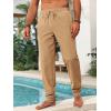 imageRuncati Mens Kaftan Thobe Pants Cotton Casual Elastic Waist Drawstring Muslim Trousers Summer Yoga Kurta Pants with PocketsLight Khaki