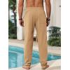 imageRuncati Mens Kaftan Thobe Pants Cotton Casual Elastic Waist Drawstring Muslim Trousers Summer Yoga Kurta Pants with PocketsLight Khaki