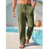 imageRuncati Mens Linen Cotton Casual Pants Elastic Waist Drawstring Lightweight Pants Loose Fit Summer Beach Yoga TrousersArmy Green