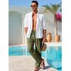 imageRuncati Mens Linen Cotton Casual Pants Elastic Waist Drawstring Lightweight Pants Loose Fit Summer Beach Yoga TrousersArmy Green