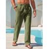 imageRuncati Mens Linen Cotton Casual Pants Elastic Waist Drawstring Lightweight Pants Loose Fit Summer Beach Yoga TrousersArmy Green