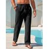 imageRuncati Mens Linen Cotton Casual Pants Elastic Waist Drawstring Lightweight Pants Loose Fit Summer Beach Yoga TrousersBlack