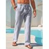 imageRuncati Mens Linen Cotton Casual Pants Elastic Waist Drawstring Lightweight Pants Loose Fit Summer Beach Yoga TrousersGrey