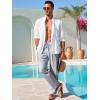 imageRuncati Mens Linen Cotton Casual Pants Elastic Waist Drawstring Lightweight Pants Loose Fit Summer Beach Yoga TrousersGrey