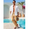 imageRuncati Mens Linen Cotton Casual Pants Elastic Waist Drawstring Lightweight Pants Loose Fit Summer Beach Yoga TrousersKhaki