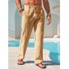 imageRuncati Mens Linen Cotton Casual Pants Elastic Waist Drawstring Lightweight Pants Loose Fit Summer Beach Yoga TrousersKhaki