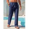 imageRuncati Mens Linen Cotton Casual Pants Elastic Waist Drawstring Lightweight Pants Loose Fit Summer Beach Yoga TrousersNavy