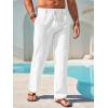 imageRuncati Mens Linen Cotton Casual Pants Elastic Waist Drawstring Lightweight Pants Loose Fit Summer Beach Yoga TrousersWhite