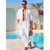 imageRuncati Mens Linen Cotton Casual Pants Elastic Waist Drawstring Lightweight Pants Loose Fit Summer Beach Yoga TrousersWhite