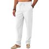 imageRuncati Mens Kaftan Thobe Pants Cotton Casual Elastic Waist Drawstring Muslim Trousers Summer Yoga Kurta Pants with PocketsWhite