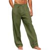 imageRuncati Mens Linen Cotton Casual Pants Elastic Waist Drawstring Lightweight Pants Loose Fit Summer Beach Yoga TrousersArmy Green