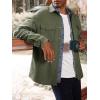 imageRuncati Mens Casual Shacket Twill Button Down Shirt Jacket Long Sleeve Lightweight JacketArmy Green