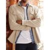 imageRuncati Mens Casual Shacket Twill Button Down Shirt Jacket Long Sleeve Lightweight JacketBeige