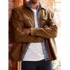 imageRuncati Mens Casual Shacket Twill Button Down Shirt Jacket Long Sleeve Lightweight JacketBrown