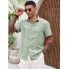 imageRuncati Mens Cuban Guayabera Shirts Short Sleeve Button Down Casual Summer Beach Wedding Embroidered Linen TopsOlive Green