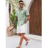 imageRuncati Mens Cuban Guayabera Shirts Short Sleeve Button Down Casual Summer Beach Wedding Embroidered Linen TopsOlive Green