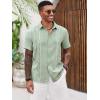 imageRuncati Mens Cuban Guayabera Shirts Short Sleeve Button Down Casual Summer Beach Wedding Embroidered Linen TopsOlive Green