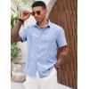 imageRuncati Mens Cuban Guayabera Shirts Short Sleeve Button Down Casual Summer Beach Wedding Embroidered Linen TopsSky Blue