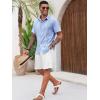 imageRuncati Mens Cuban Guayabera Shirts Short Sleeve Button Down Casual Summer Beach Wedding Embroidered Linen TopsSky Blue