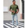 imageRuncati Mens Henley Shirt Short Sleeve Casual Button Basic Tees Slim Fit Stretch Summer T ShirtsArmy Green