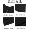 imageRuncati Mens Henley Shirt Short Sleeve Casual Button Basic Tees Slim Fit Stretch Summer T ShirtsBlack