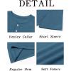 imageRuncati Mens Henley Shirt Short Sleeve Casual Button Basic Tees Slim Fit Stretch Summer T ShirtsBluish Grey