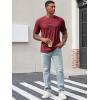 imageRuncati Mens Henley Shirt Short Sleeve Casual Button Basic Tees Slim Fit Stretch Summer T ShirtsBurgundy