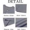 imageRuncati Mens Henley Shirt Short Sleeve Casual Button Basic Tees Slim Fit Stretch Summer T ShirtsDark Grey